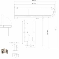 Sapho HANDICAP madlo sklopné s opěrnou nohou 813mm, nerez lesk XH523