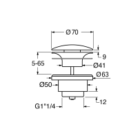 GSI GSI umyvadlová výpust 5/4“, neuzavíratelná, tl.5-65 mm, keramická krytka, bílá lesk PVC11