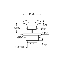 GSI GSI umyvadlová výpust 5/4“, neuzavíratelná, tl.5-65 mm, keramická krytka, ghiaccio mat PVC15
