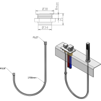 Sapho Sprchová průchodka na okraj vany včetně hadice F1/2"-M3/8", kulatá, chrom 1205-04