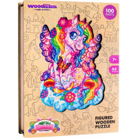 WOODLIKA Dřevěné puzzle Barevný jednorožec 100 dílků