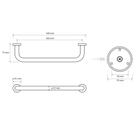 Sapho X-ROUND E madlo pevné 450mm, chrom XR500