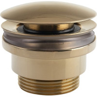 Silfra Umyvadlová výpust 5/4“, tichý click-clack, velká zátka, tl.5-55mm, zlato UD425S56P