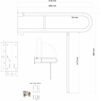 Sapho HANDICAP madlo sklopné s opěrnou nohou 600mm, bílá XH521W