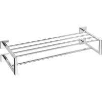 Sapho X-SQUARE polička na ručníky dvojitá s hrazdou 600x160x225mm, chrom XQ412
