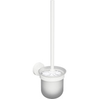 Sapho X-ROUND WHITE WC štětka závěsná, mléčné sklo, bílá mat XR303W