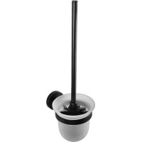 Sapho X-ROUND BLACK WC štětka závěsná, mléčné sklo, černá mat XR303B