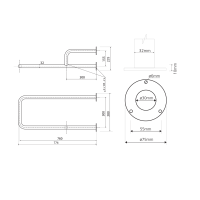 Sapho HANDICAP podpěrné madlo PRAVÉ 760mm, bílá XH536W