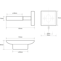 Sapho X-SQUARE mýdlenka, mléčné sklo, chrom XQ802