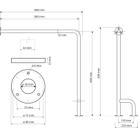Sapho HANDICAP opěrné madlo LEVÉ 800x850mm, bílá XH526W