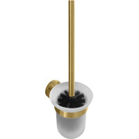 Sapho X-ROUND GOLD WC štětka závěsná, mléčné sklo, zlato mat XR303GB