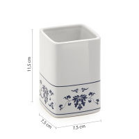 Gedy CIXI sklenka na postavení, porcelán, bílá/modrá CX9889