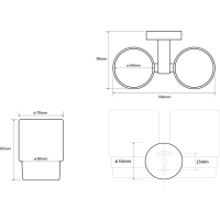 Sapho X-ROUND dvojitý držák skleniček, mléčné sklo, chrom XR902
