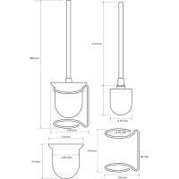 Sapho X-ROUND E WC štětka na postavení, mléčné sklo, chrom XR302