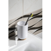 Aqualine SNOW sklenka na postavení, bílá/bambus 7579