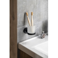 Aqualine SAMBA sklenka, mléčné sklo, černá mat SB204