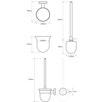 Sapho X-ROUND WC štětka závěsná, mléčné sklo, chrom XR303
