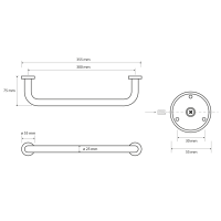 Sapho X-ROUND E madlo pevné 300mm, chrom XR501