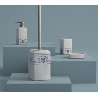Gedy CIXI WC štětka na postavení, porcelán, bílá/modrá CX3389