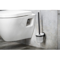 Aqualine SAMBA WC štětka závěsná, mléčné sklo, černá mat SB208