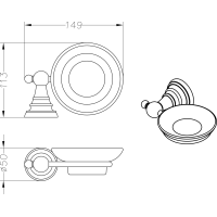 Sapho DIAMOND mýdlenka, mléčné sklo, bronz 1318-02