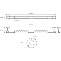 Sapho Pevnostní madlo s protiskluzem 600mm, nerez lesk XR506