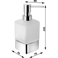 Gedy LOUNGE dávkovač mýdla na postavení, 280 ml, mléčné sklo, chrom 545513