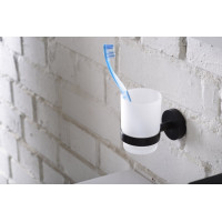 Sapho X-ROUND BLACK sklenka, mléčné sklo, černá mat XR903B