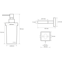 Sapho X-SQUARE dávkovač mýdla 230ml, mléčné sklo, chrom XQ100