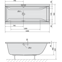Polysan CLEO obdélníková vana 180x90x48cm, šedá 13111.30