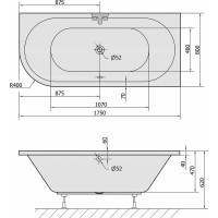 Polysan VIVA R asymetrická vana 175x80x47cm, černá mat 78119.21