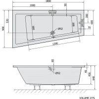 Polysan ANDRA L asymetrická vana 180x90x45cm, černá mat 72872.21