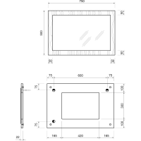 Sapho TREOS zrcadlo v rámu 750x500mm, černá mat TS750-3535