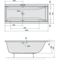 Polysan CLEO obdélníková vana 150x75x48cm, šedá 27611.30