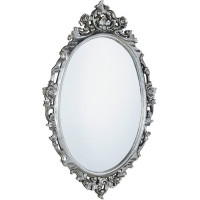 Sapho DESNA oválné zrcadlo ve vyřezávaném rámu, 80x100cm, stříbrná IN344
