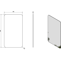 Sapho ISHAPE zrcadlo 500x900mm, zakulacené rohy, bez úchytu AG495