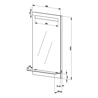 Aqualine Zrcadlo s LED osvětlením a policí 50x80cm, kolébkový vypínač ATH52