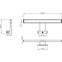 Aqualine SERAPA LED svítidlo 5W, 230V, 300x40x100mm, plast, chrom SA147