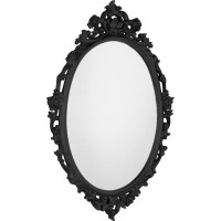 Sapho DESNA oválné zrcadlo ve vyřezávaném rámu, 80x100cm, černá IN357