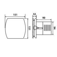 Sapho LEX koupelnový ventilátor axiální s časovačem, 15W, potrubí 100mm, nerez mat LX104