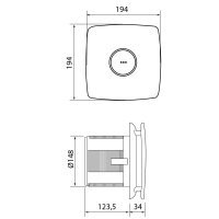 Cata X-MART 15 koupelnový ventilátor axiální, 25W, potrubí 150mm, nerez mat 01060000