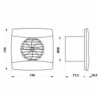 Cata UC-10 T koupelnový ventilátor axiální s časovačem, 8W, potrubí 100mm, bílá 01200100