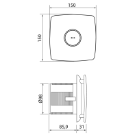 Cata X-MART 10T koupelnový ventilátor axiální s časovačem, 15W, potrubí 100mm, nerez mat 01041000