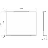 Sapho ERUPTA zrcadlo s LED osvětlením a policí 100x80cm, černá mat ERU340