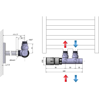 Sapho TWIN připojovací sada ventilů termostatická pro středové připojení, levá, nerez mat CP3525S