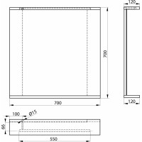 Aqualine KORIN STRIP zrcadlo s LED osvětlením 70x70x12cm KO380S