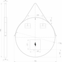 Sapho ORBITER kulaté zrcadlo s LED osvětlením ø 70cm, kožený pásek, černá mat ORL070