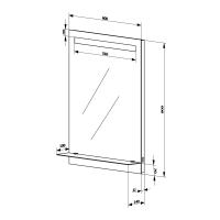 Aqualine Zrcadlo s LED osvětlením a policí 60x80cm, kolébkový vypínač ATH53