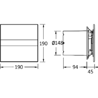 Cata E-150 GTH koupelnový ventilátor axiální s automatem, 10W/19W, potrubí 150mm, bílá 00902200