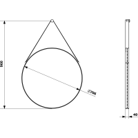 Sapho ORBITER kulaté zrcadlo s koženým páskem ø 70cm, černá mat ORT070